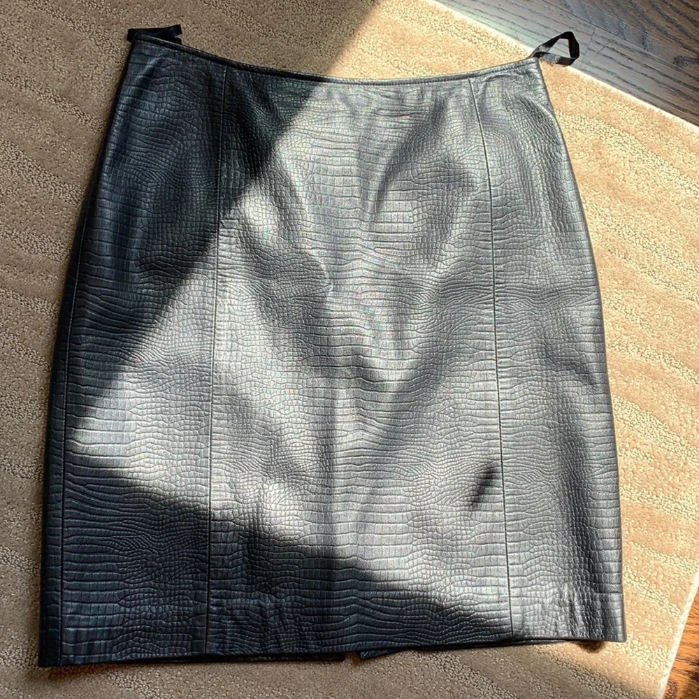 Lauren Ralph Lauren Leather Embossed‎ Croc Skirt